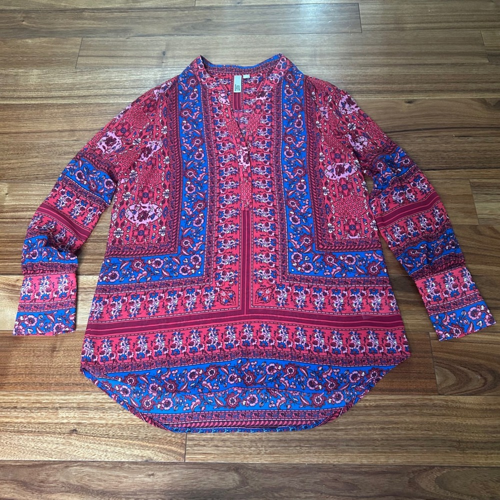 KUT from the Kloth Floral Print Blouse Long Sleeve Bohemian boho Size S